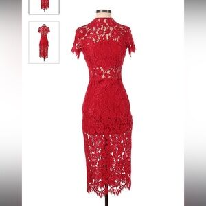 Alexis red lace midi dress